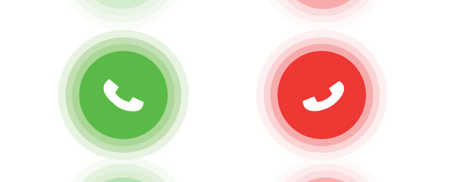 Answer and decline phone call buttons. Phone call. Telephone sign. Accept call and decline phone icons. vector