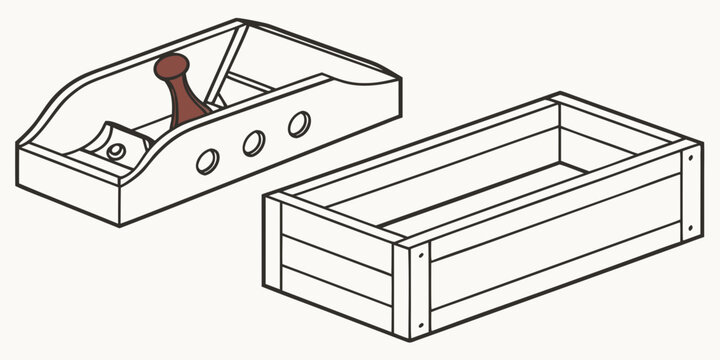 A wooden box with a lid and a handle, alongside an open wooden box.