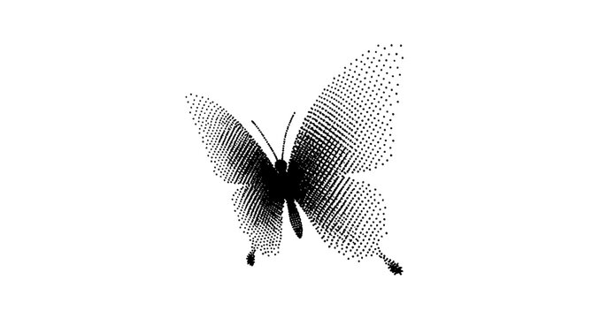 Abstract dotted butterfly vector with diamond pattern and fading dot density modern decorative insect design