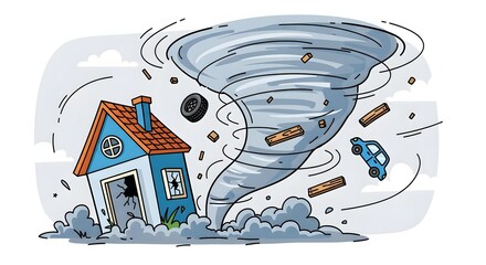 Tornado illustration, disaster, destruction, weather, natural phenomenon