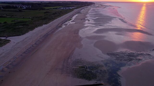Aerial view of the sunset over Juno Beach