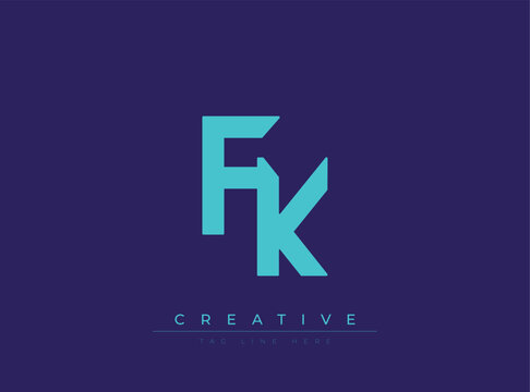 Modern stylized FK monogram logo with creative tagline placeholder