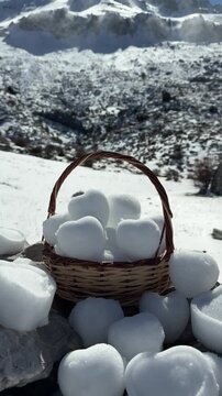 Snow design made from snow, a creative way of depicting winter.