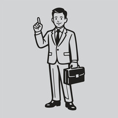 Obraz premium Businessman Standing with Briefcase Illustration.