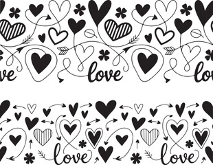Fototapeta premium hand drawn heart love border