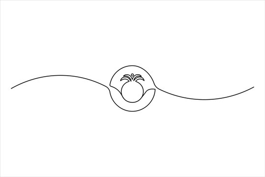Continuous one-line drawing of an ornamental wedding ring inside a circular badge. Minimalist jewelry icon for elegant wedding logos and branding.