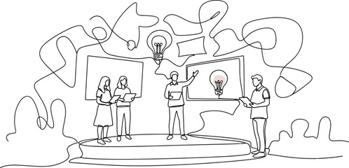 Obraz premium teamwork creative ideas light bulb moment