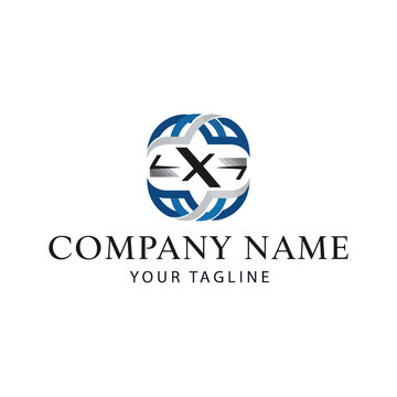 Abstract globe logo with letter X, modern design for global business.