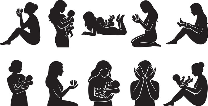 Silhouettes of diverse people performing various sports and activities outdoors running