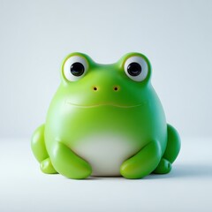 Fototapeta premium Hyperrealistic 3D Clay Frog Design With Vivid Color and Prominent Features, Floating on a White Background Under Soft Light