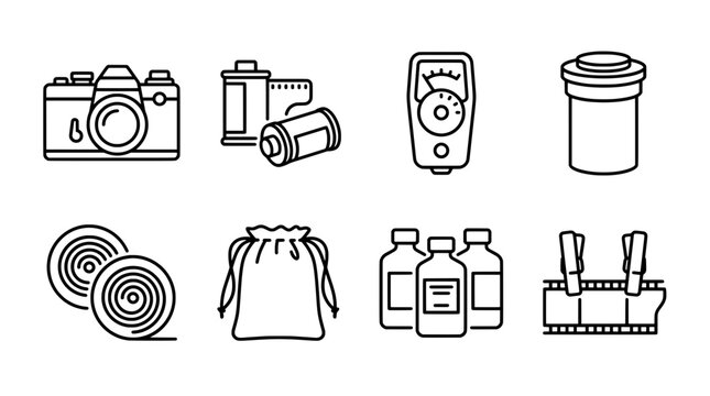 Camera equipment set icon isolated vector illustration for design projects
