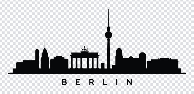Vector illustration berlin city skyline silhouette with famous landmarks