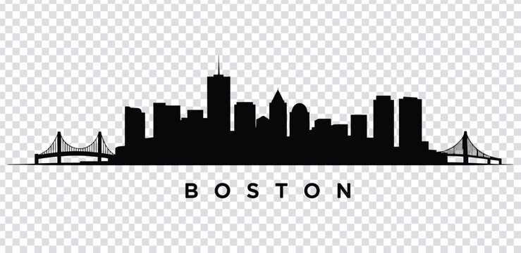 Vector illustration boston city skyline silhouette with bridges