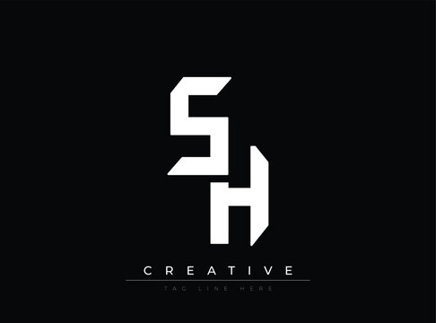 Modern stylized monogram logo featuring letters S and H with creative tagline placeholder