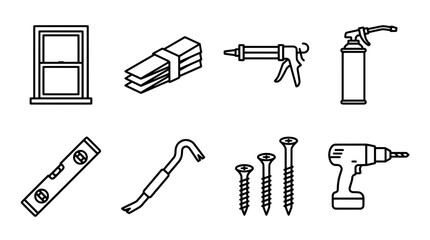 Fototapeta premium Home improvement tools and supplies vector illustration set