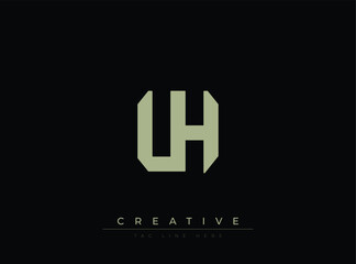 Fototapeta premium Modern geometric letter H logo design with creative tagline placeholder
