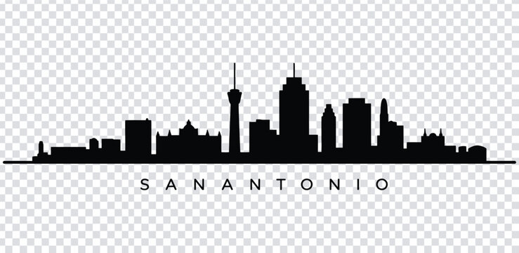 Vector illustration san antonio city skyline silhouette with prominent buildings and towers
