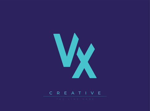 Modern creative logo design featuring stylized VX letters with tagline space
