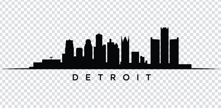 Vector illustration black silhouette of detroit city skyline