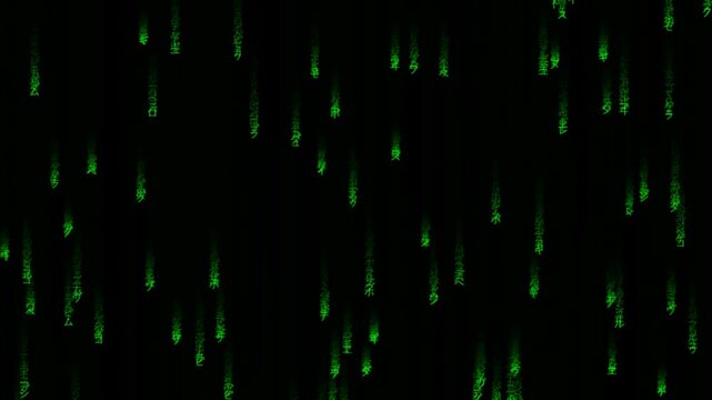 Digital Rain: Green Code Characters Falling on a Black Screen
