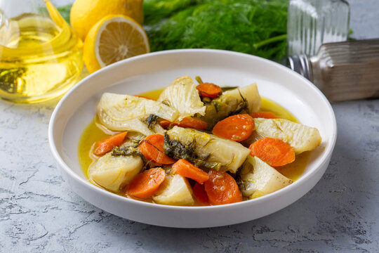Traditional Turkish Olive Oil Fennel Foeniculum Vulgare Stew with Carrots