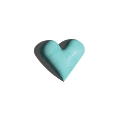Fototapeta premium Turquoise clay heart with realistic shadow, 3D textured teal heart icon, handmade ceramic heart element for romantic greeting card design