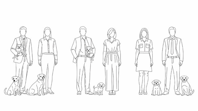 Family with Pets Human Scale Figures Set for Architectural Plans &ndash; AutoCAD CAD Blueprint Entourage Elements