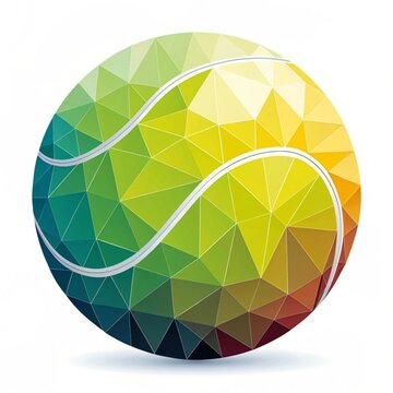 Abstract geometric tennis ball isolated on white background creative shapes modern art vibrant colors unique design.