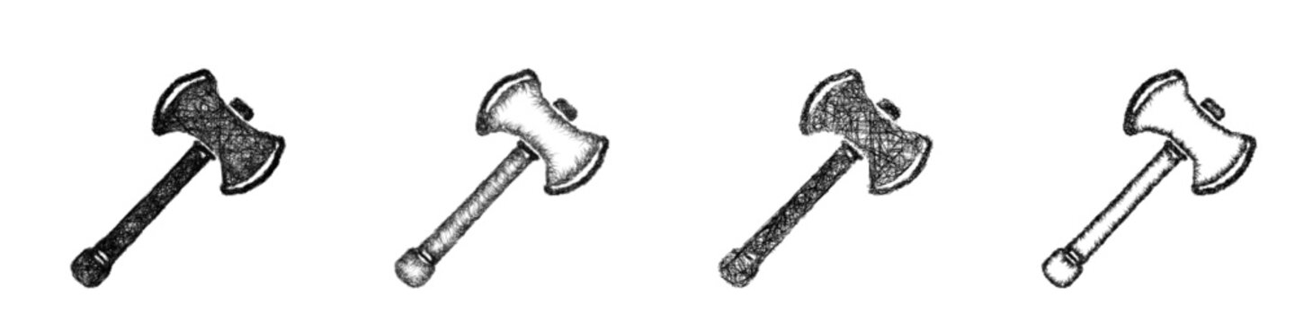 Sketch throwing axe icon design set