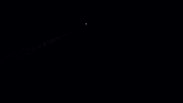 Nighttime scene with a small dot appearing in the dark sky