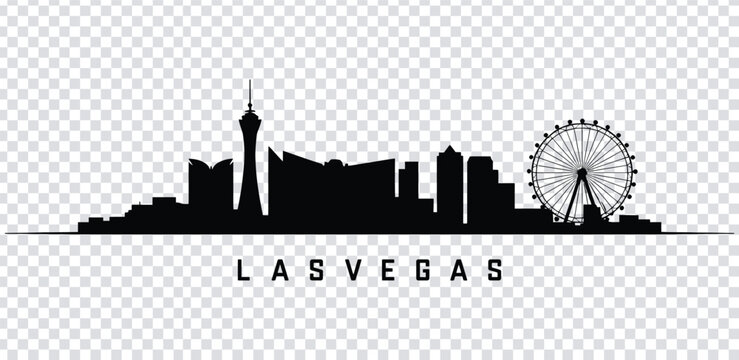 Vector illustration black silhouette of the las vegas city skyline with a ferris wheel