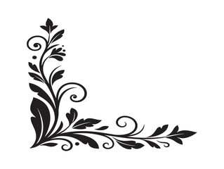 Obraz premium Botanical corner accent silhouette with elegant decorative foliage 