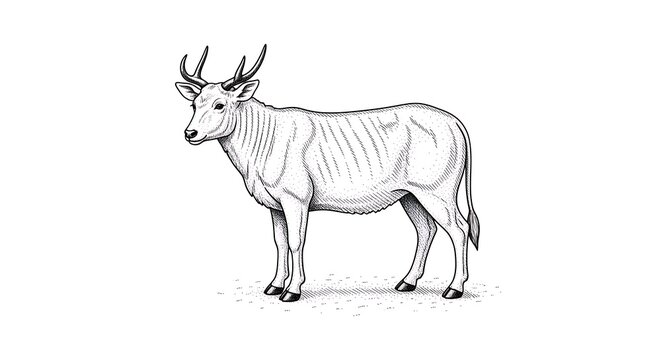 Detailed vector illustration of a Sable antelope with distinctive horns and body
