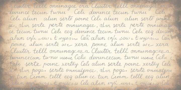 Vintage distressed beige paper texture with illegible faded cursive handwriting script background
