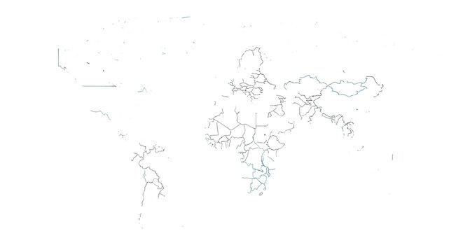 Outline world map vector graphic with continents and borders global connectivity