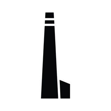 Factory chimney tall stack black silhouette, minimal design