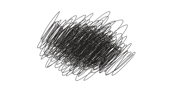 A black scribble design on a white background in a vector graphic illustration style