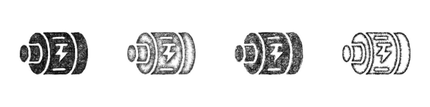 Sketch electric motor icon design set