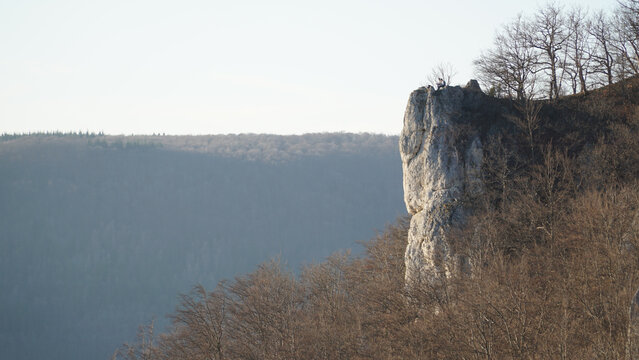 Winter Hiking on the Albsteig Wanderweg in Germany with Castle and Forest Views including the Lichtenstein Castle.