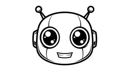 Naklejka premium Coon robot face with antennae and cheerful smile