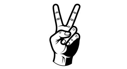Fototapeta premium Side view hand forming peace sign with curled fingers