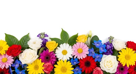Obraz premium Vibrant Flower Arrangement With Roses Daisies And Other Colorful Blooms