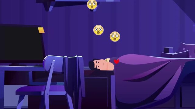 Man sleeping in bedroom at night insomnia rest sleep disorder concept