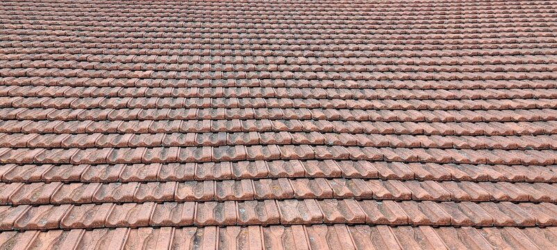 Beautiful Rooftop Terracotta Tiles Layers Pattern Design