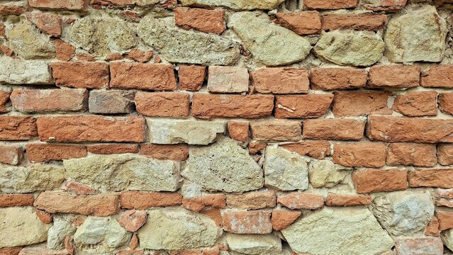 Textured Brick and Stone Wall Rustic Ancient Design