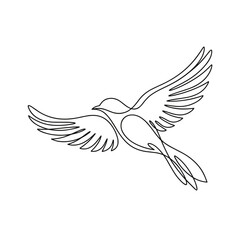 Obraz premium Minimalist line art of bird in flight, single continuous line, white background