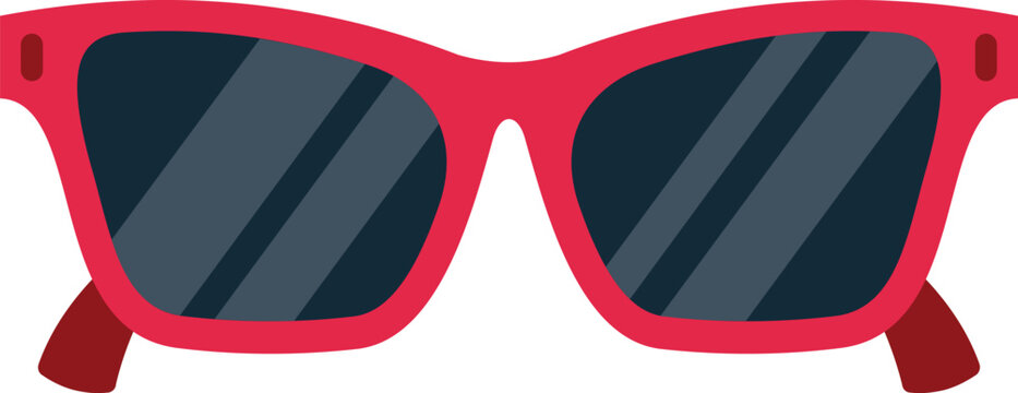 Red sunglasses with dark lenses protecting eyes from the sun