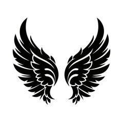 Obraz premium Black Angel Wings Silhouette Vector Illustration
