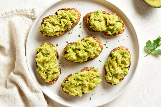 Avocado toasts on whole grain bread