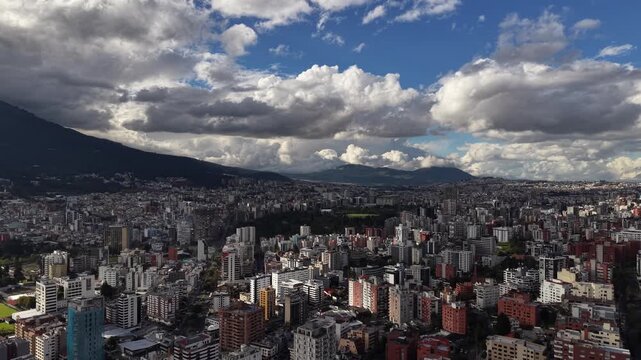 Aerial View of El Panecillo Virgen de Quito Statue Overlooking Quito Ecuador 06